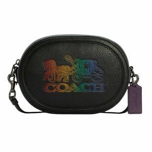 COACH Oval Camera Crossbody Bag With Horse And Carriage C6803 QB Black Multi